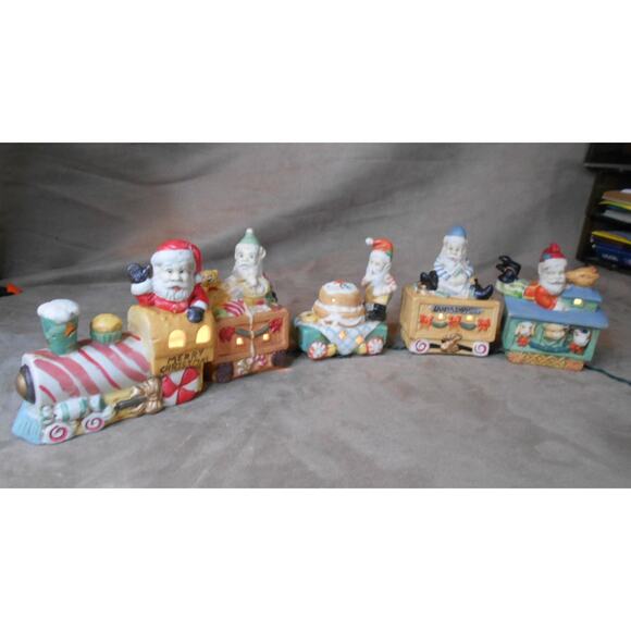 Vintage Santa Express Ceramic Train w/Lights Christmas Village 5 PC Please READ - Picture 2 of 12
